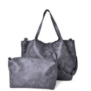 Graphite Faux Leather Hobo Bag